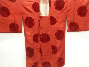 大正ロマン　切りビロード　菊模様ロング道行コート